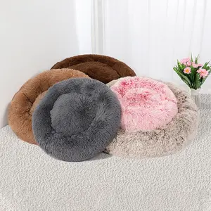 TTT 도매 봉제 부드러운 편안한 겨울 따뜻한 도넛 라운드 개 침대 애완 동물 잠자는 침대 고양이 둥지