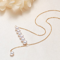 Collier HECATE en laiton plaqué or 18 carats avec perles de culture d'eau douce 5 mm, forme riz blanc, chaîne à maillons AAA, bijoux pour cadeau ou fête