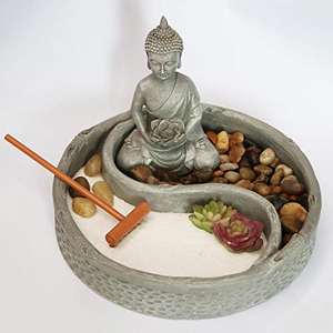 Mini Kit de jardin <span class=keywords><strong>Zen</strong></span> personnalisé pour bureau avec Lotus bouddha figurines râteau et <span class=keywords><strong>sable</strong></span> naturel figurine roches de rivière - Product Image 3