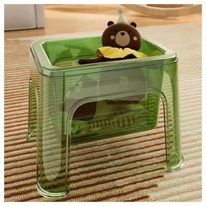 Modern Adjustable PET Square Footrest <strong>Stool</strong> <strong>with</strong> <strong>Storage</strong> Space Multi-Use Small Side Table for Home - Product Image 1