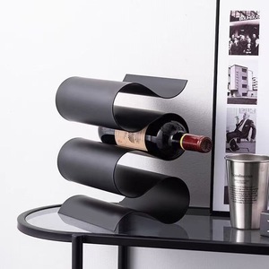 Porte-vin moderne en acier, capacité 4 bouteilles, design minimaliste, rangement de table, rangées de présentation - Product Image 2