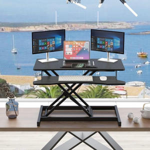 Modern White Wood Standing Desk Height <b>Adjustable</b> Office Workstation Laptop Desktop <b>Table</b> with Lower Shelf - Product Image 4