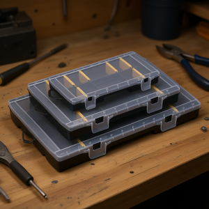 Organizer Essential <b>Tool</b> Storage <b>Box</b> <b>With</b> Clear Lid And Adjustable Dividers For Workshop Use - Product Image 3