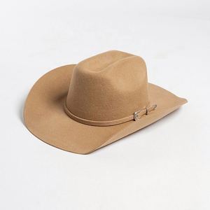 Custom Autumn and Winter New Fashion Belt Buckle Embellished Wool Fedora <b>Hat</b> Outdoor Warmth Multiple Size Large Head Cowboy <b>Hat</b> - Product Image 5