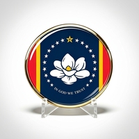 GREPAS GIFTS Épinglette drapeau du Mississippi ronde de 1 pouce, épinglette patriotique mondiale pour chapeau