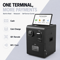 Terminal de paiement haute sécurité avec distributeur de pièces métalliques, lecteur de devises multiples et échangeur de jetons de casino