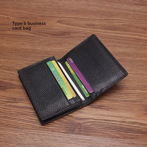 Luxury Genuine Leather Slim Card <b>Holder</b>, Minimalist Pebbled Cowhide <b>Wallet</b>, Professional Business Credit Card Organizer - Product Image 3