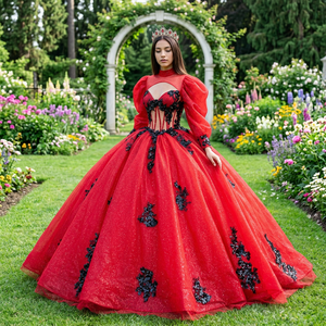 ชุดเดรสชีฟองสำหรับงาน Quinceanera รุ่น Dy5735 ประดับลูกไม้และลูกปัดอย่างสวยงาม ความยาวระดับข้อเท้า ทรงบอลกาวน์ แขนกุด - Product Image 1