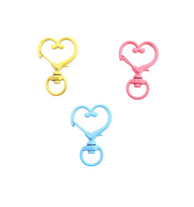 Colorful Metal Heart Shape Claw Swivel Lobster Clasp Snap Key Ring Hook for DIY Crafts