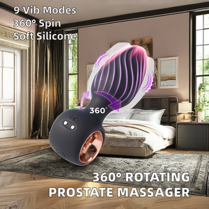 Kovida 360 ° 回転大人用シリコンセックスおもちゃ男性用前立腺マッサージ器9振動機能バット尻バイブレーターアナルプラグ - Product Image 2