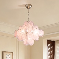 Lustre en verre rose de style français, éclairage artistique pour chambres à coucher et salles à manger ; design rétro MURANO du milieu du siècle