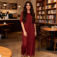 Nouvelle Robe Longue Élégante en Chiffon Doré Brillant 2026, Coupe Ample et Respirante, Manches Classiques, Plus-Size, Multicolore, Naturelle, Conception ODM