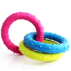 厂家直销清洁设计互动狗玩具橡胶三色系列磨牙咀嚼狗玩具