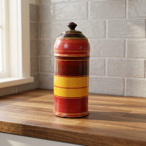 Handmade Ceramic Pet <b>Urn</b> Red Yellow Striped Airtight Cremation Container for Pet Ashes - Product Image 4