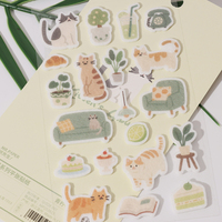 Autocollants floqués Vigreat pour chats, thème plantes et meubles, multi-usages pour journal, agenda, scrapbooking, ordinateur portable, bouteille d'eau, décoration