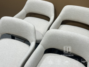 Good Selling Italian Metal Base Restaurant <b>Dining</b> Room Chair Luxury Hotel Front Desk <b>Stool</b> Fabric Upholstered Barstool Fabric Up - Product Image 5