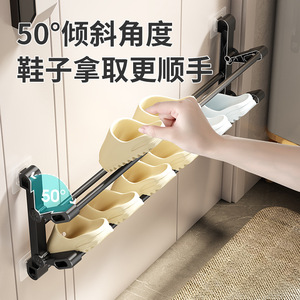 Bathroom <b>Shoe</b> <b>Rack</b> Double Layer <b>Wall</b> Mounted No Drill Behind Door Storage <b>Rack</b> Rectangular Shape Drainable Design - Product Image 3
