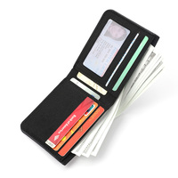 Dompet Kartu Kredit Multi-kartu Warna Solid Bahan Kanvas Fashion Kasual Lapisan Poliester Pendek Lipat Ganda Ultra-tipis Pria
