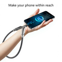 Câble USB C vers USB C avec cordon tour de cou en nylon tressé et alliage de zinc, charge rapide 60W 3A, pour téléphone et ordinateur portable