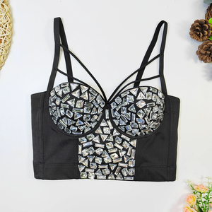 Soutien-gorge push-up à armatures pour femme, nouveau modèle orné de perles et de strass, avec gaine taille haute sexy, vêtement féminin - Product Image 4