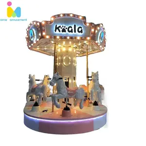 Diskon besar populer anak-anak berkendara korsel 6 pemain Merry Go Round Horse Swing anak-anak naik mesin Fairground pemutar Merry Go