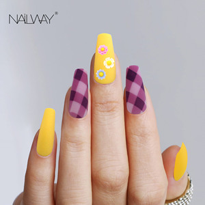 <span class=keywords><strong>Uñas</strong></span> Postizas Reutilizables, 30 Piezas, 15 Tamaños, <span class=keywords><strong>Color</strong></span> <span class=keywords><strong>Amarillo</strong></span> Mate <span class=keywords><strong>y</strong></span> Diseño a Cuadros <span class=keywords><strong>Rosa</strong></span>, <span class=keywords><strong>Uñas</strong></span> Postizas <span class=keywords><strong>de</strong></span> Ataúd Largas al por Mayor - Product Image 1