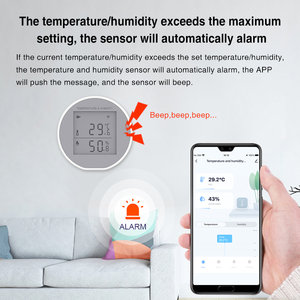 พร้อมจอแสดงผล LCD เครื่องตรวจจับอุณหภูมิบ้านอัจฉริยะ รองรับ Alexa Google Assistant Tuya WiFi เซ็นเซอร์วัดอุณหภูมิและความชื้น - Product Image 5