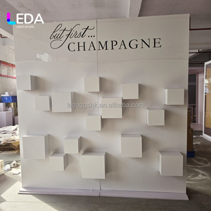 Toile de fond de mariage en acrylique blanc LEDA, mur de champagne en PVC, boîte à fleurs, fond de scène en acrylique pour fête de mariage - Product Image 2
