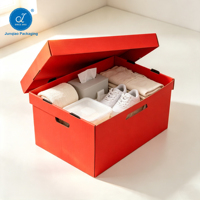Boîte de rangement en papier kraft robuste avec couvercle et poignée, boîte d'archives en carton ondulé, boîte organisatrice de documents