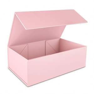 Boîte cadeau magnétique pliable carrée rose avec logo personnalisé, emballage de luxe pour cadeaux - Product Image 2