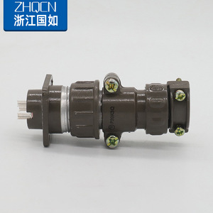 P20K3Q P20J3A 3 Pin Straight Mount Connector Female Socket Gray Black Bakelite Shell Copper Contact - Product Image 3