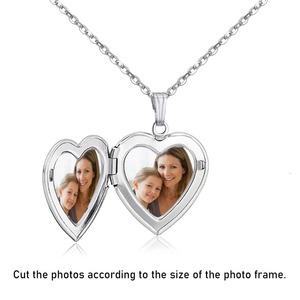 1 pièce Pendentif médaillon en acier inoxydable poli miroir en forme de cœur, porte-photo commémoratif pour colliers et bijoux DIY - Product Image 4