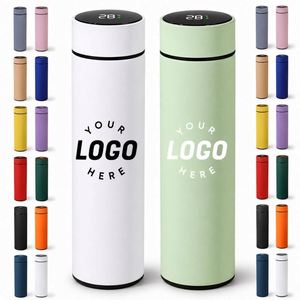 Custom 17oz 500ml <b>Rubber</b> Paint <b>Matte</b> Travel Stainless Steel Thermal Smart Insulated Infuser Temperature Display Water Bottle - Product Image 1