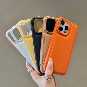 Coque de protection antichoc en TPU effet cuir litchi mat couleur bonbon de luxe pour iPhone 17 Air 15 14 13 12 11 Pro Max 16 Plus 17 Pro - Product Image 1