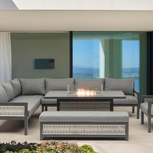 Sophia L Shaped <strong>Corner</strong> <strong>Rattan</strong> Aluminium Lounge Dining <strong>Set</strong> with Armchair Garden Outdoor Weaving Rope Patio Furniture <strong>Set</strong> - Product Image 3
