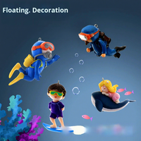 Décoration d'aquarium de bureau, petit aquarium, figurine créative en PVC flottante, nouveau plongeur, garçon surfeur