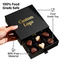 Boîte cadeau en carton rigide noir mat avec logo personnalisé imprimé et estampage à chaud doré pour chocolat