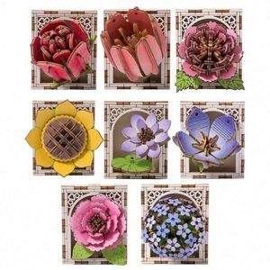 Cute Refrigerator Decoration Mini Small Plant Magnets for Fridge 3D Wooden Puzzles Flower <b>Model</b> <b>Kit</b> - Product Image 6