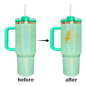 Gobelet en acier inoxydable personnalisé, plaqué or brillant, holographique, scintillant, gravé au laser, pour sublimation - Product Image 4