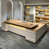 Scrivania Direzionale di Lusso a L, Tavolo da Ufficio Moderno di Alta Qualità per CEO e Manager, Grande Scrivania in Legno con Mobile Laterale
