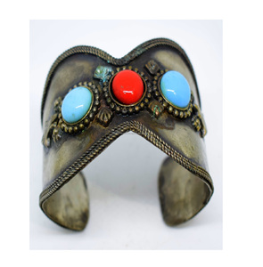 Vintage 1950 Australia March JAA Jewelry Hong Kong Lunar Brass <b>Bracelet</b> <b>Cuffs</b> for Women - Product Image 2