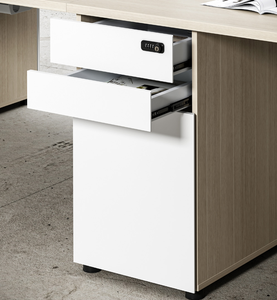 Modern Luxury Wooden Panel Staff Office <b>Workstation</b> with Modular Office Partition and Large Storage Cabinets - Product Image 4