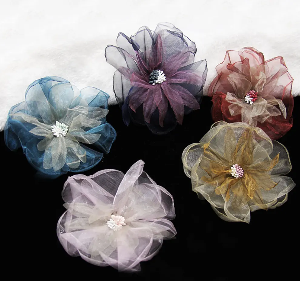 ZSY nuevo 11,5 CM Flor de Organza flores hechas a mano para zapatos sombreros prendas decoración joyería adornos al por mayor