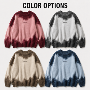 Maglione da <span class=keywords><strong>Donna</strong></span> con Etichetta Privata, Rosa <span class=keywords><strong>Bordeaux</strong></span> Tie-Dye, in Misto Mohair, Pesante, Oversize, Girocollo - Product Image 4