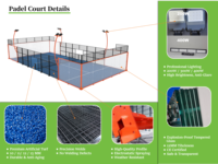Lapangan Padel Panoramic Penuh 2026 Terlaris dengan Kaca Tempered, Modular, Mudah Dipasang, untuk Peralatan Padel