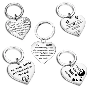 Fashion Heart Pendant Keychain Family Jewellery I Love You To The Moon and Back Key Chains For Mothers Day Birthday Gift Keyring