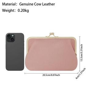 AndoBag Kiss Lock Wallets for Women, Fashion Casual <b>Clutch</b> Wallet Purse, Genuine Leather Mini Chain Crossbody Bag 1843 - Product Image 3