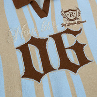 Pull en tricot à rayures verticales avec logo personnalisé |   Pull en coton respirant pour homme, automne |   Haut décontracté coupe ample style Old Money