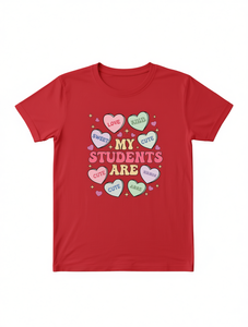 T-shirt per l'insegnante per San Valentino, girocollo, manica corta, tessuto morbido, design a cuore, stampa carina, per donna, abbigliamento primavera-estate - Product Image 1