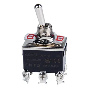 CNTD 15A 250V Self-locking Toggle Switch Double Pole Double Throw ON-OFF-ON Switching Screw Terminal C523B 250VAC Applications